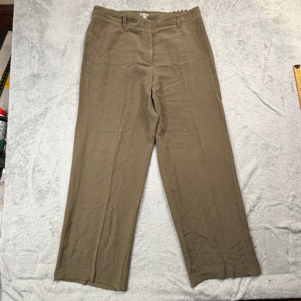 J. Jill Brown Hemp Organic Cotton Silk Wide Leg Trousers Plus Size 1X Womens